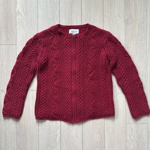 Vintage Westbound Cable Knit Zip-Front Sweater Jacket in Red Women’s Size Small